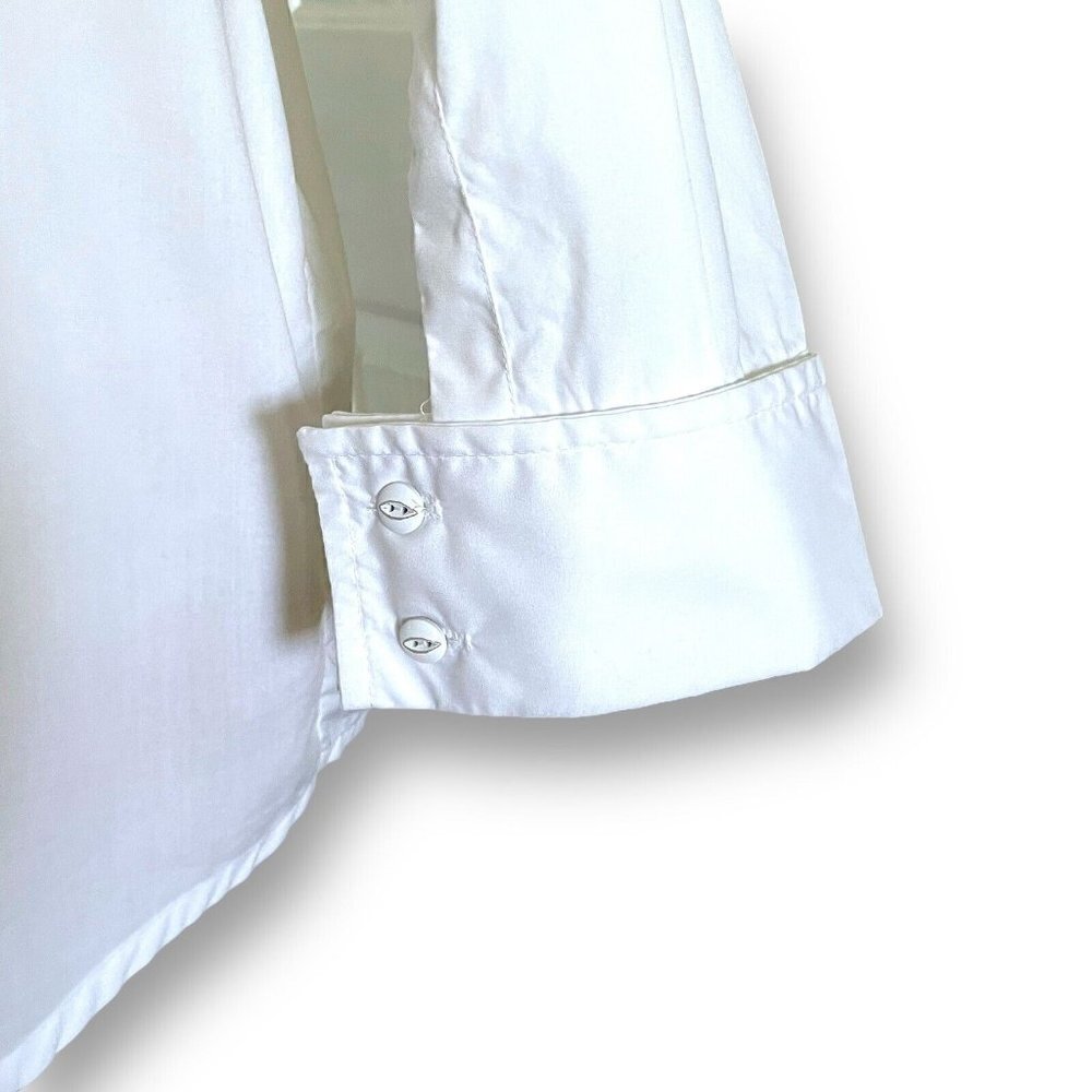 Ann Everett Womens Tunic Blouse Sz L White Cotton Lagenlook Minimalist Coastal - Picture 6 of 8